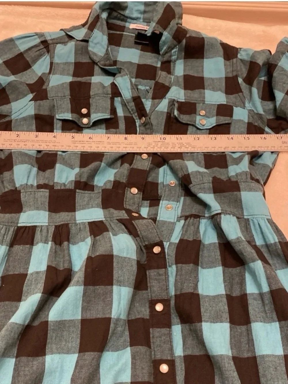 Cotton Express Blue and Black Gingham Dress